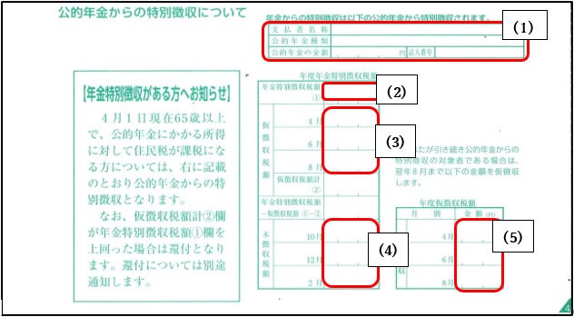 年金から引き去る税額の当初通知