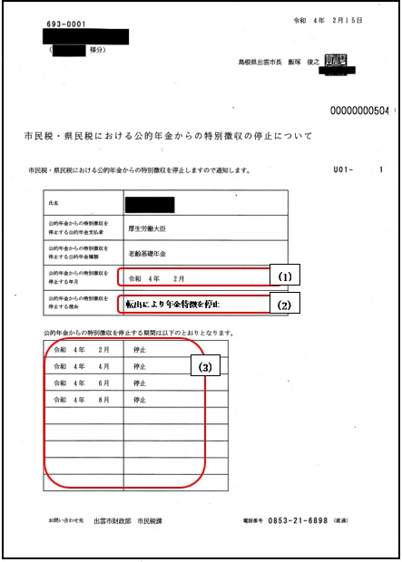 年特停止通知の見方