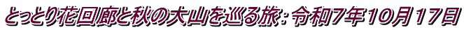 とっとり花回廊と秋の大山を巡る旅：令和７年１０月１７日