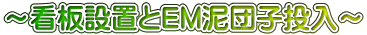 ~看板設置とEM泥団子投入~