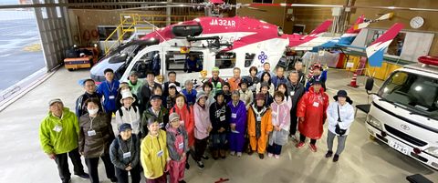 荘原健康ウォーク(防災ヘリ見学) コミセン健康スポーツ部主催事業