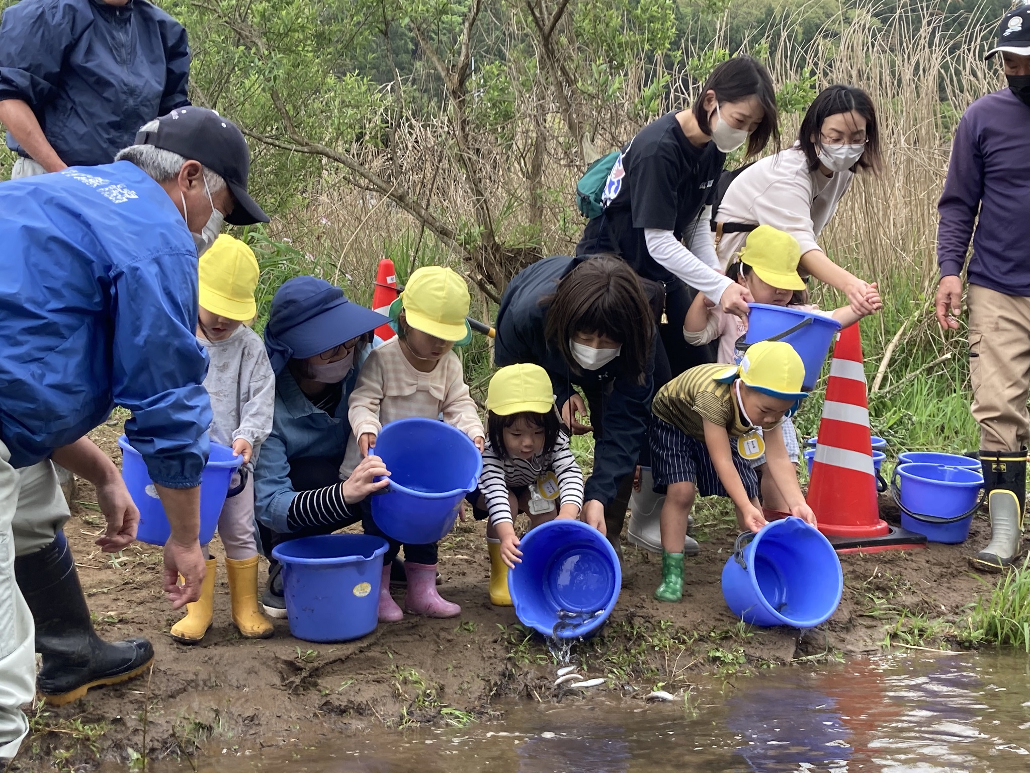 鮎の放流写真　年少