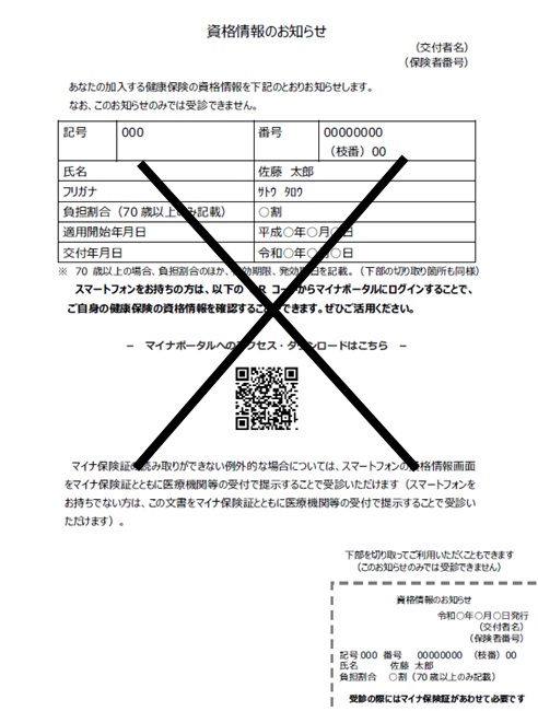 保険者が発行する資格情報のお知らせ