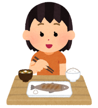 食事をする女性のイラスト