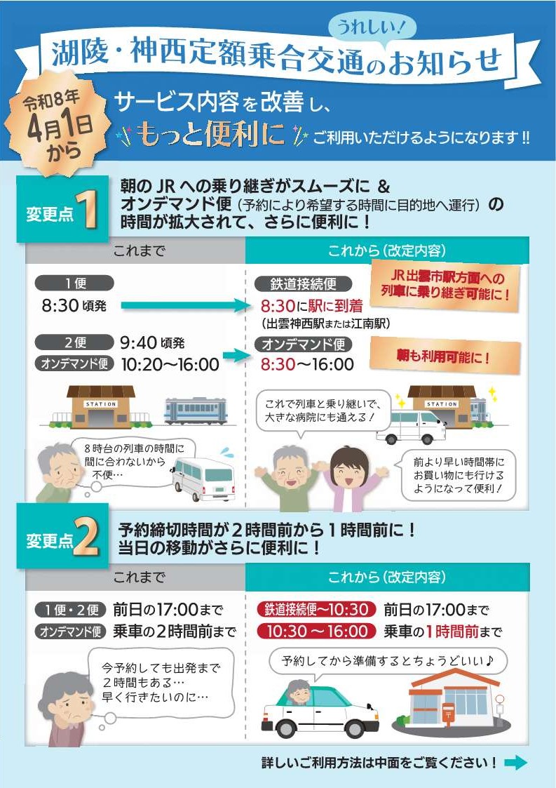 湖陵・神西定額乗合交通のお知らせ